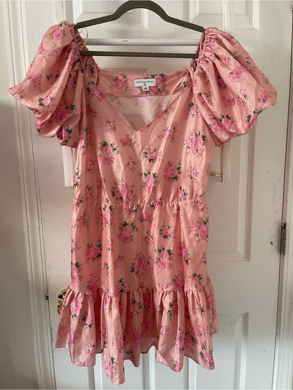 Pink Floral Puff Sleeve Dress